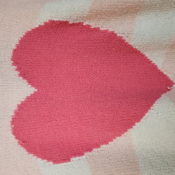 Betsey‎ Johnson Pink and White Striped Heart Cardigan Size Large - Picture 4 of 12